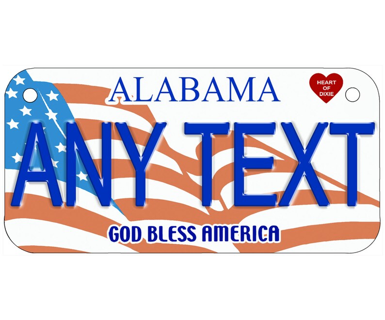 Custom Personalized State License Plate Alabama Novelty Etsy