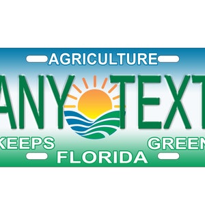 personalized state license plate - Florida Agriculture  Novelty Plate-Printed Flat, 3 sizes