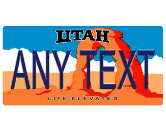 Custom, Full Color STICKER/Decal License Plate - Utah. Two Designs, Four Sizes - Waterproof, UV Resistant.