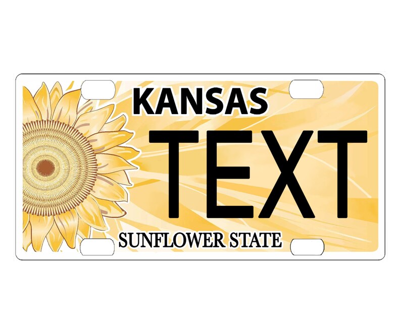 Custom Personalized State License Plate Kansas Sunflower Etsy