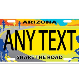 personalized state license plate - Arizona Bike  Novelty Plate-Printed Flat, 3 sizes
