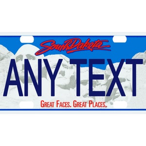 personalized state license plate - South Dakota - Novelty Plate-Printed Flat, 3 sizes