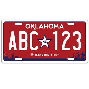 personalized state license plate - Oklahoma 2025 - Novelty Plate-Printed Flat, 3 sizes