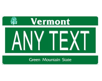 Custom, Full Color STICKER/Decal License Plate - Vermont. Four Sizes - Waterproof, UV Resistant.