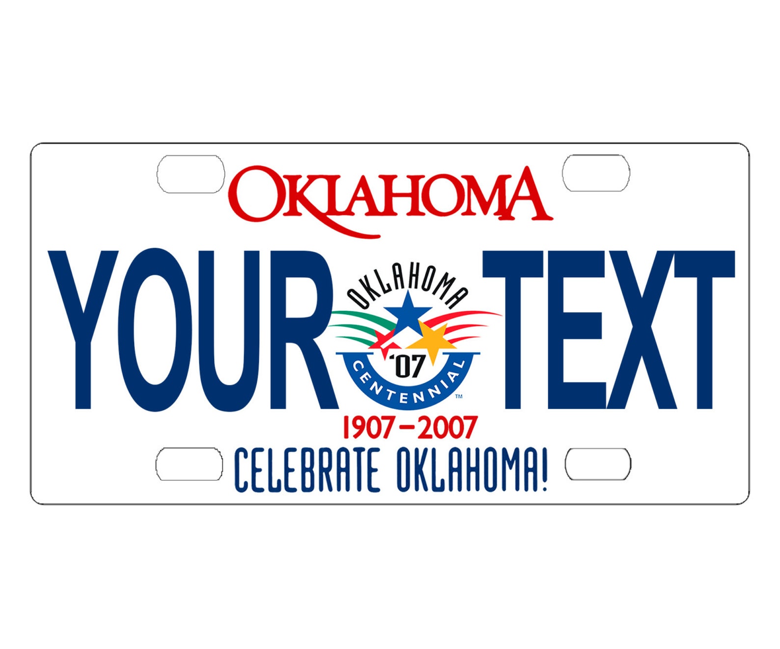 Custom Personalized State License Plate Oklahoma Centennial Etsy