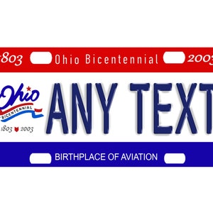 Personalized State License Plate - Ohio Bicentennial  Novelty Plate-Printed Flat, 3 sizes