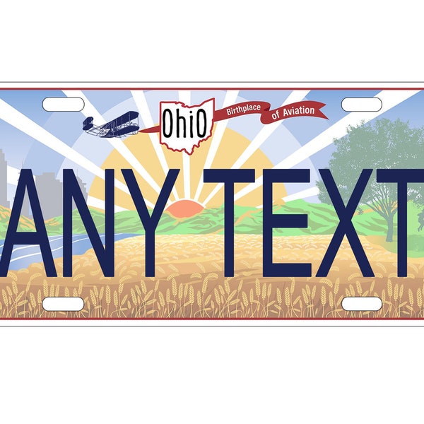 personalized state license plate - Ohio  Novelty Plate-Printed Flat, Sunrise - 3 sizes