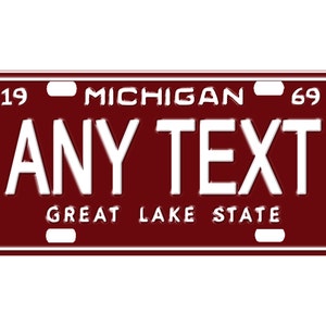 personalized state license plate - Michigan 1969  Novelty Plate-Printed Flat, 3 sizes