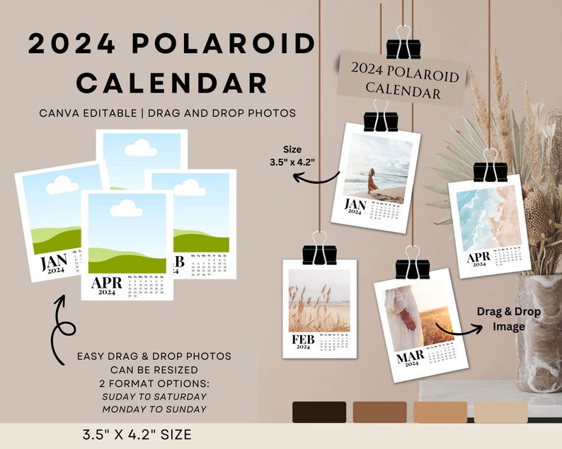 CANVA EDITABLE 2024 Polaroid Calendar Etsy CANVA EDITABLE 2024 Polaroid Calendar Etsy