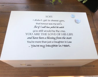 Shabby chic personalised gift for a special DAUGHTER IN LAW Jewellery, trinket, keepsake, memory box