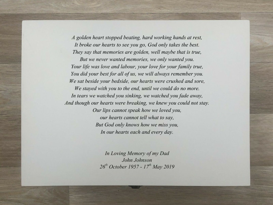 Memorial Box Script Personalised VERY LARGE Memory Box ~ in Memory of DAD ~ Memorial or ...