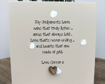 GODPARENTS Personalised Flower / Plant Pot Godmother Godfather gift Shabby Chic style. Christening Baptism Christmas Birthday any names