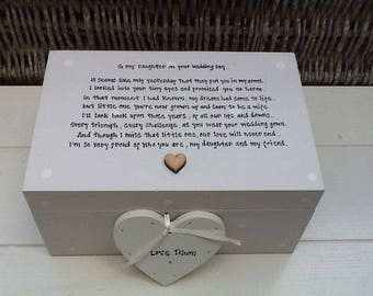 Shabby chic personalised gift box DAUGHTER on her Wedding Day from Mother of Bride trinket, jewellery, keepsake, memory box special daughter