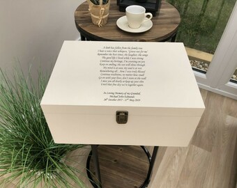 Personalised VERY LARGE Memory Box ~ In Memory of GRANDAD ~ Memorial ~ Husband Daughter ~ Son ~ Dad ~Mum ~ Any Name ~ Bereavement Grief Loss
