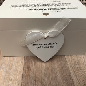 Personalised gift for a DAUGHTER on her Wedding Day from MOTHER & FATHER Of The Bride Present from Mum Jewellery Special keepsake Box image 4