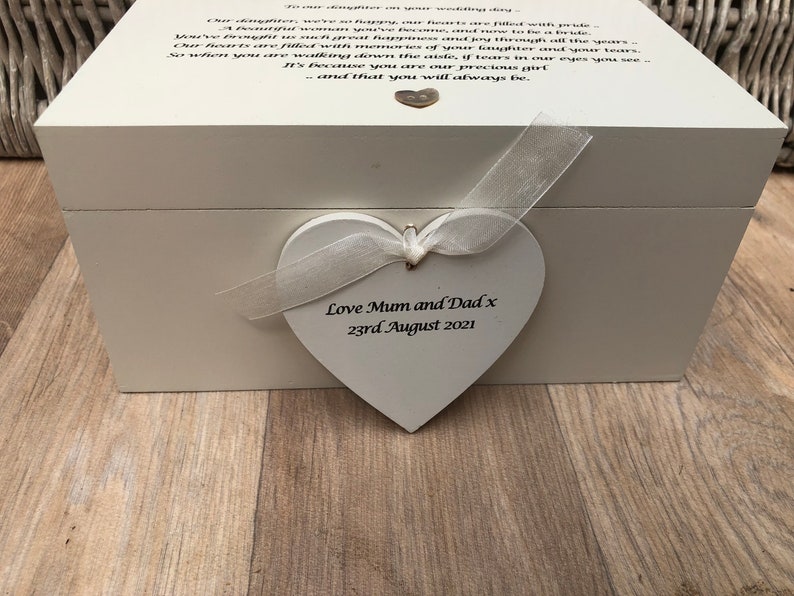 Personalised gift for a DAUGHTER on her Wedding Day from MOTHER & FATHER Of The Bride Present from Mum Jewellery Special keepsake Box image 4