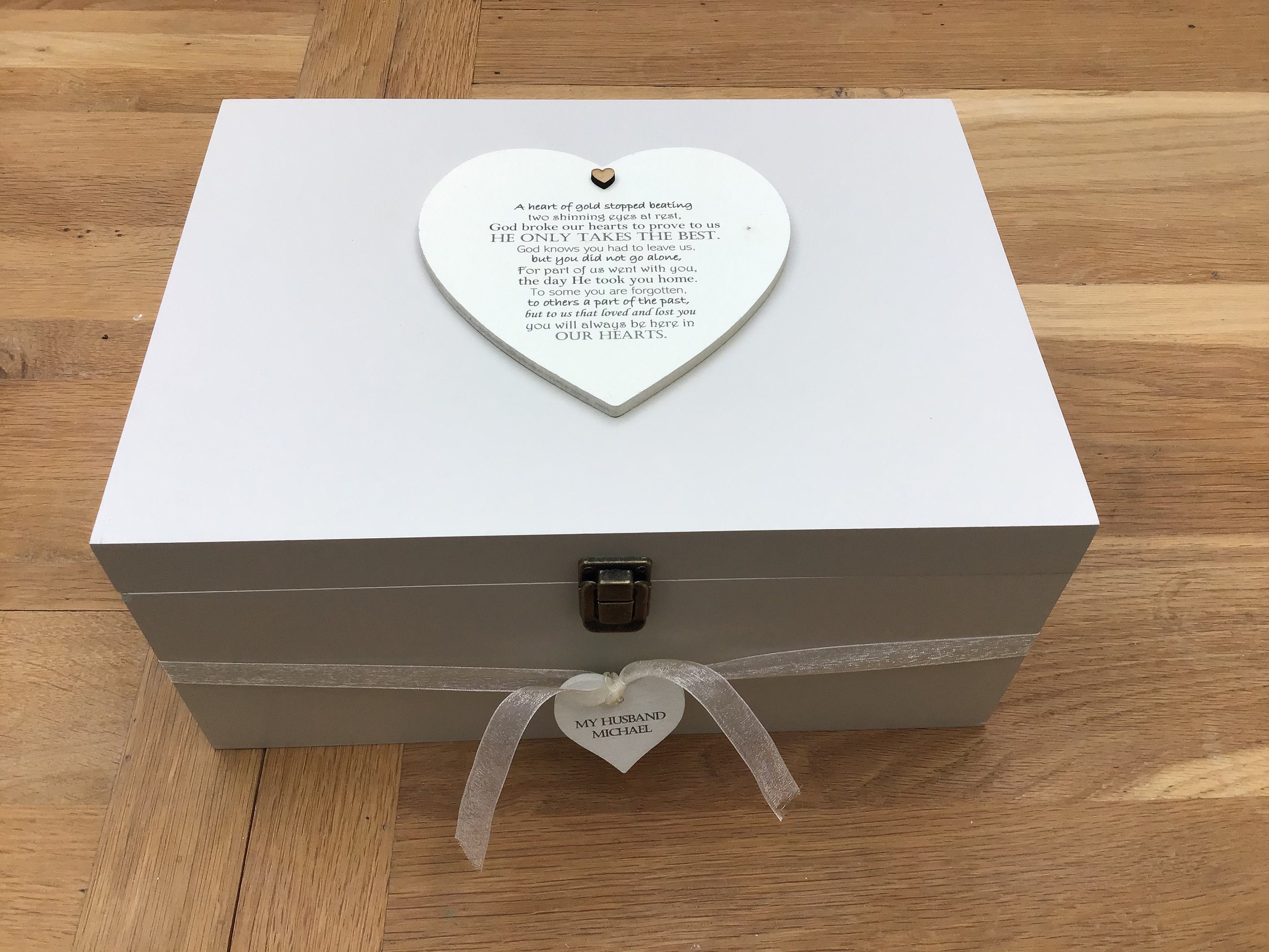 HUSBAND Memory Box ~ In Loving Memory of a Husband ~ PERSONALISED Very Large Size ~ Memorial ~ Or Wife MUM Dad Etc ~ Bereavement Loss Grief