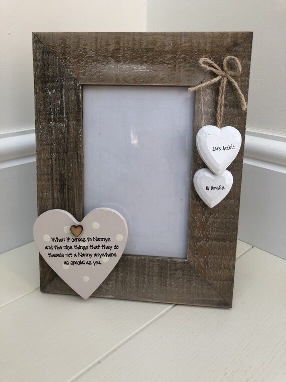 Shabby Personalised Chic Photo Frame Nana Nanny Grandad Grandpa Granny Nanna Any Names Grandpas Gift