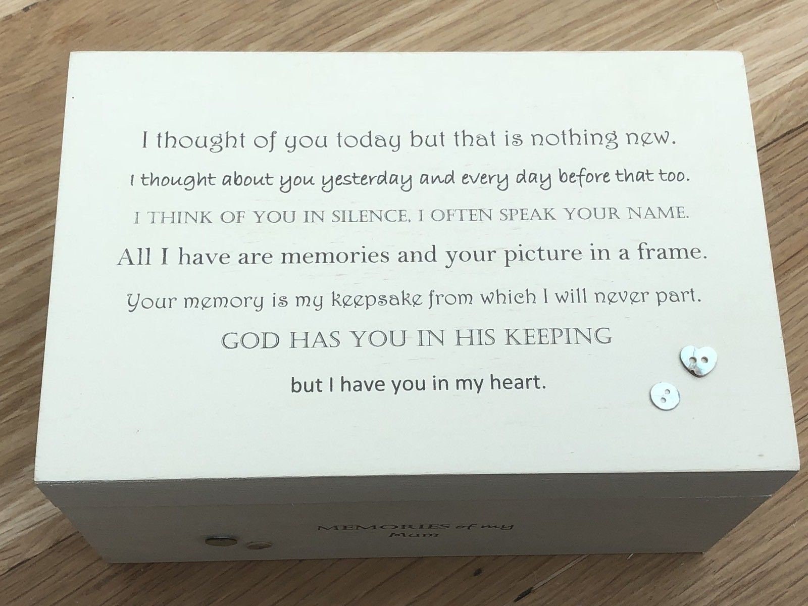 Personalised Memory Box In Memory Of MUM or Loved One Any Name Shabby Chic 