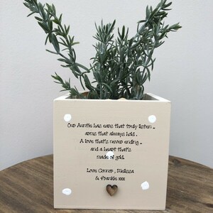 AUNTIE Personalised Flower / Plant Pot gift Auntie Aunty Aunt ~ Great Aunt Or any name. Shabby Chic style Birthday Christmas Mothers day etc