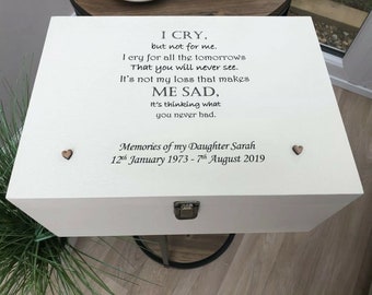 Personalised VERY LARGE Memory Box ~ In Memory of DAUGHTER ~ Memorial ~ Son Dad Husband Nana Grandad ~ Any Name ~ Bereavement Grief Loss