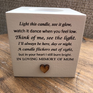 Personalised Candle In memory of a MUM Mom Mam or any loved one Mum Dad Grandad Husband Wife etc Bereavement Sympathy any name. image 1