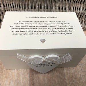 Personalised gift for a DAUGHTER on her Wedding Day from MOTHER & FATHER Of The Bride Present from Mum Jewellery Special keepsake Box image 1