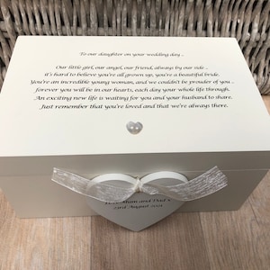 Personalised gift for a DAUGHTER on her Wedding Day from MOTHER & FATHER Of The Bride Present from Mum Jewellery Special keepsake Box image 1