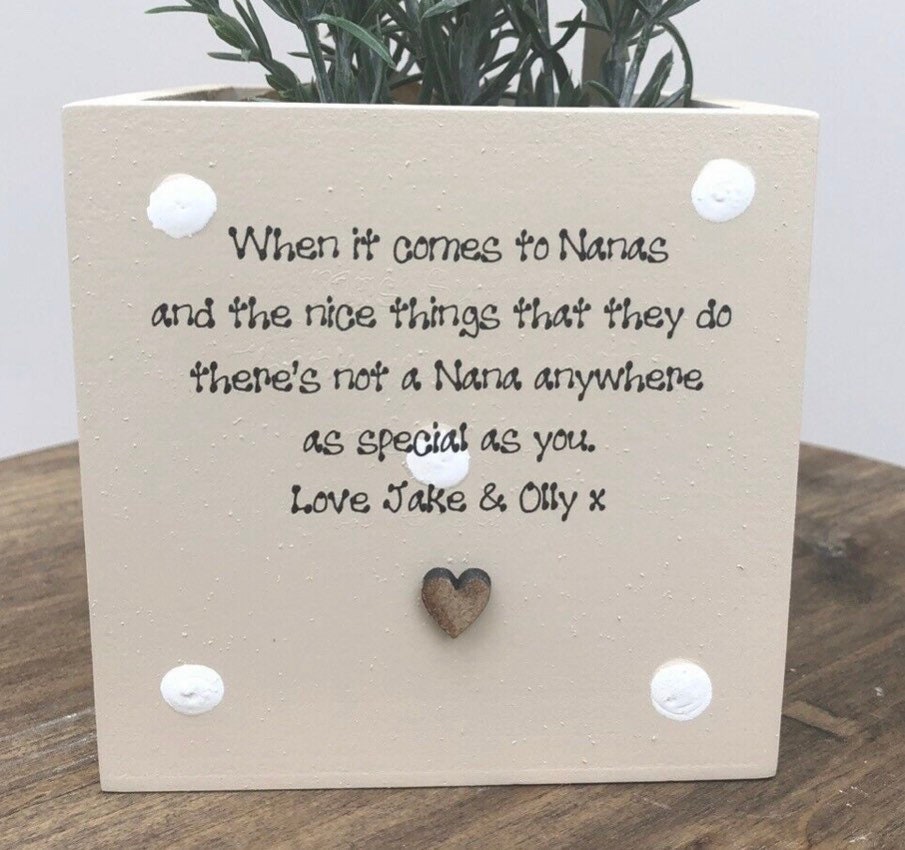 NANA Personalised Flower / Plant Pot gift Nana Granny Nan Nannie Grandma Gran Nanna Or any name. Shabby Chic style Birthday Christmas etc