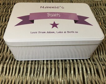 Shabby Chic Style PERSONALISED Cake/Biscuit Tin ~ SPECIAL nanny ~ Nannie ~ Nana ~ Grandma Gran Granny~ Any Name you want. Birthday Christmas