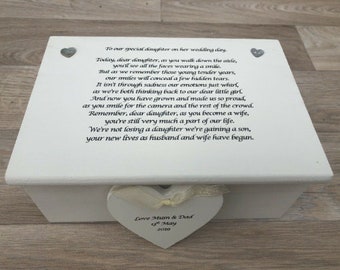 Personalised gift for a DAUGHTER on her Wedding Day from MOTHER & FATHER Of The Bride  ~ Present from Mum Jewellery Special keepsake Box