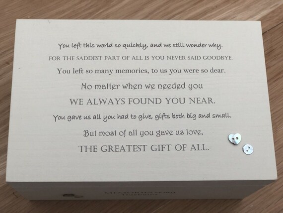 Shabby Chic Style Special Memory Box GRANDAD Sentimental gift Personalised Trinket MEMORY Box BEREAVEMENT in memory of a SON ~ LOSS OF A CHILD or any loved one//any name