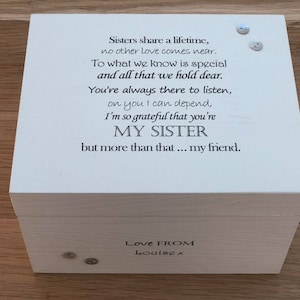Shabby chic personalised gift for a special sister Jewellery, trinket, keepsake, memory box
