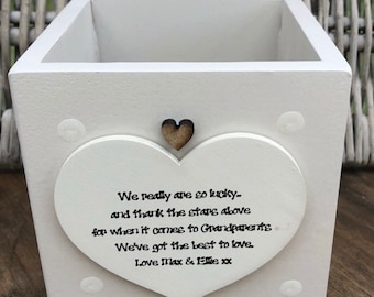GRANDPARENTS Personalised Flower / Plant Pot GRANDAD gift Shabby Chic style. Nana Grandad Nanny or any name you require. Christmas Birthday