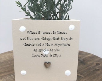 NANA Personalised Flower / Plant Pot gift Nana Granny Nan Nannie Grandma Gran Nanna Or any name. Shabby Chic style Birthday Christmas etc