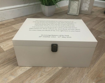 Personalised VERY LARGE Memory Box ~ In Memory of DAD ~ Memorial or Husband Wife / Daughter / Son / Mum ~ Any Name ~ Bereavement Grief Loss