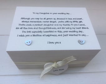 Shabby Personalised chic Box Daughter On Her Wedding Day Gift Wedding Mother Bride gift Trinket Jewellery any name..