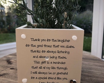 BEST FRIEND Personalised Flower / Plant Pot Special Friend gift Shabby Chic style. FRIENDSHIP Lifelong Friend Christmas Birthday any names