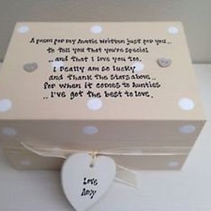 Shabby Personalised chic Box Best Special auntie aunty aunt great aunty gift Trinket Jewellery any name..