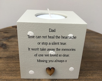 Personalised Candle In memory of DAD or any loved one Mum Dad Grandad Husband Wife etc Bereavement Sympathy any name.