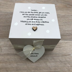 Caja personalizada shabby chic, regalo especial para hija en el día de la boda, novia, madre, novia, caja de baratijas con cualquier nombre.
