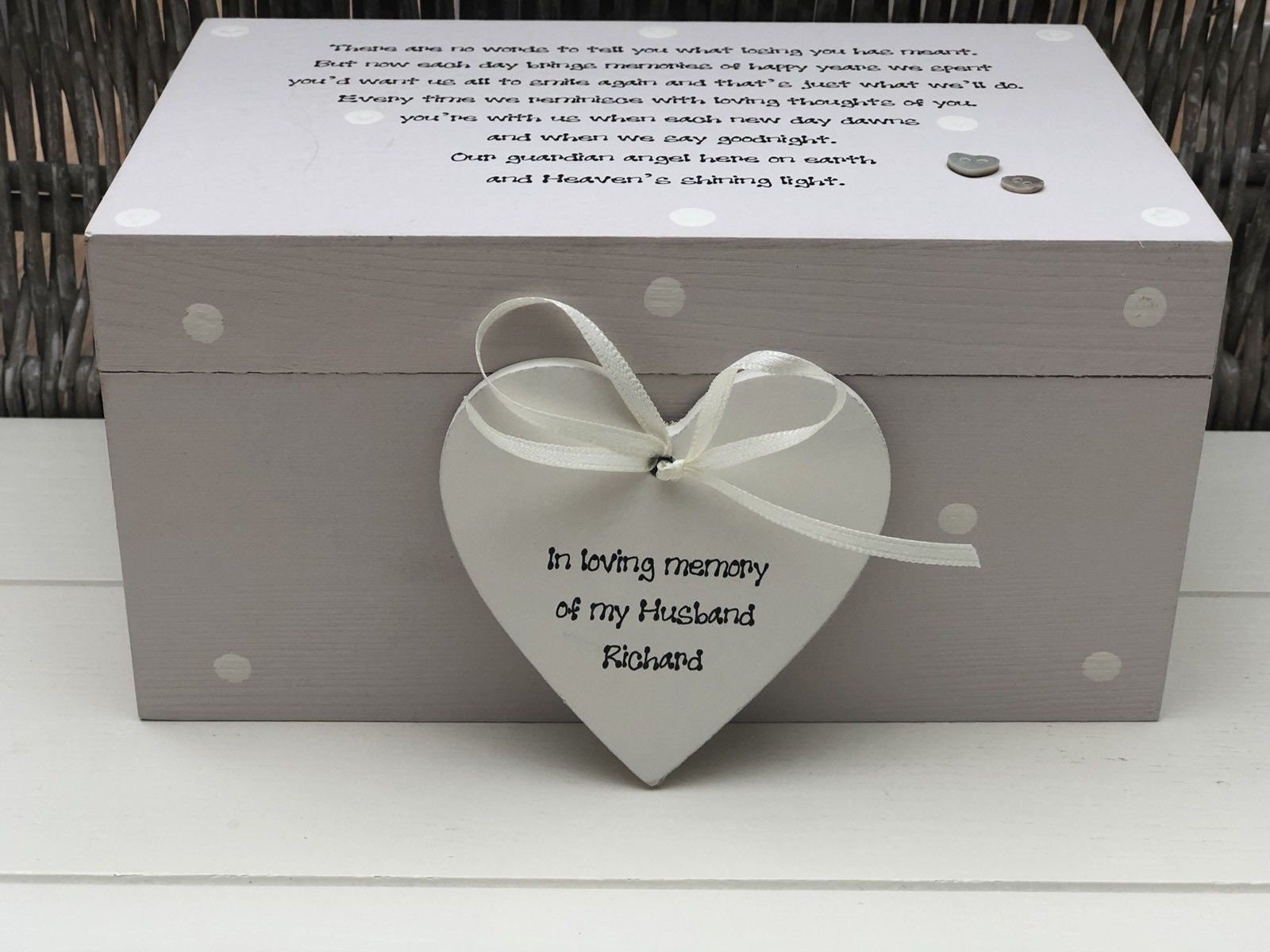 Shabby Chic Personalised Memory Box ~ in Memory of HUSBAND ~ or Wife ...