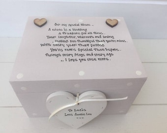Shabby chic personalised gift for a special NIECE Jewellery, trinket, keepsake, memory box