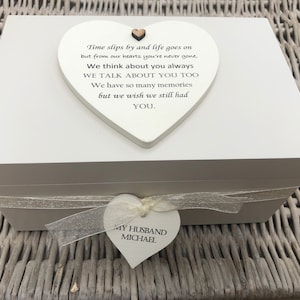 PERSONALISED shabby chic  MEMORY Box.. Bereavement.. Loss, In Memory of A loved one HUSBAND or any name ~ Memorial