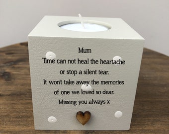 Personalised Candle In memory of any loved one Mum Dad Grandad Husband Wife etc Bereavement Sympathy any name.