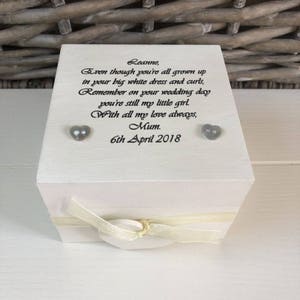Shabby personalisierte schicke Box Besonderes Geschenk für Tochter am Hochzeitstag Braut Mutter Braut Schmuckkästchen jeden Namen..