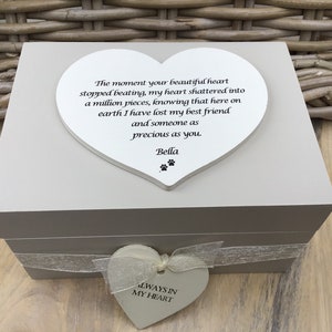 Personalised Memory Keepsake Box. Loss Of a PET DOG CAT Horse etc. Any name you want. Pet Ashes Box. 2 sizes. Memorial Sympathy Loss