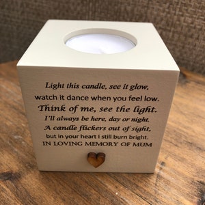 Personalised Candle In memory of a MUM Mom Mam or any loved one Mum Dad Grandad Husband Wife etc Bereavement Sympathy any name. image 2