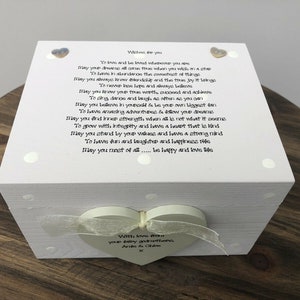 Shabby chic regalo personalizzato per una speciale figlioccio figlia di dio Battesimo, Battesimo, Gioielli, gingillo, ricordo, scatola della memoria