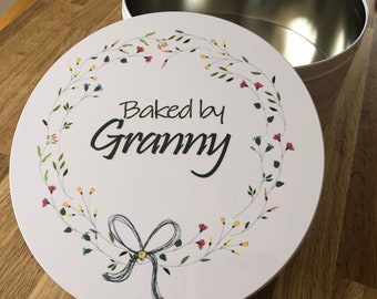 Personalised GRANNY Nana Nannie Nanny Gran Any name Baker gift Cooking Hobby Tin any name CAKE / BISCUIT Baking Tin ~ Star Baker ~ Bake Off